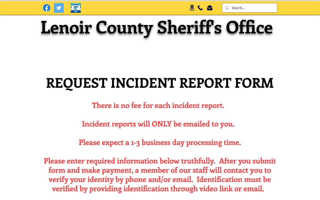 Lenoir County inmate records incident report request form