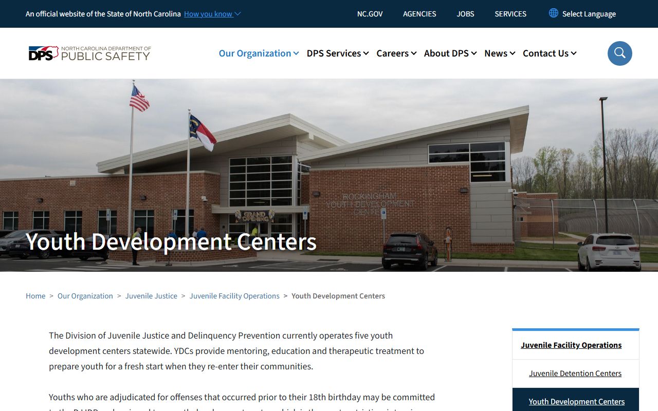 Lenoir Youth Development Center juvenile facility public records source page